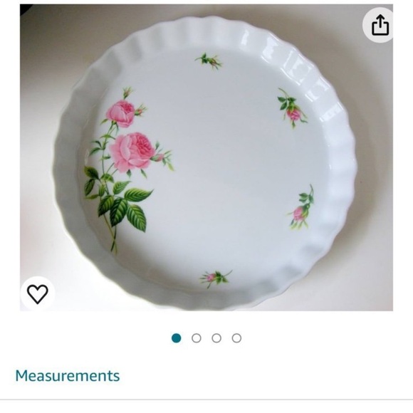 Christineholm Porcelain Rose Quiche Baking Dish (2) - Picture 2 of 5